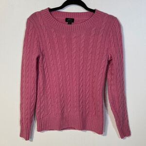 J Crew Cashmere Sweater Women’s XS Pink Cable Knit Crewneck Long Sleeve